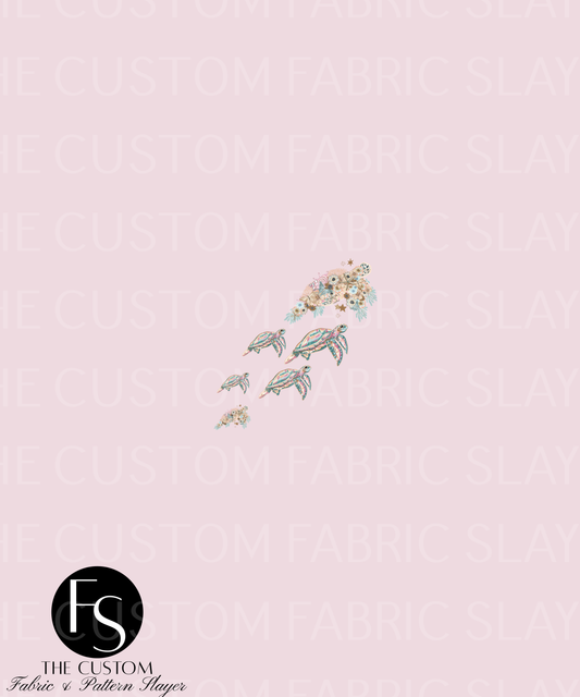 Pink Floral Turtle B - LYSSDOODLES Panel