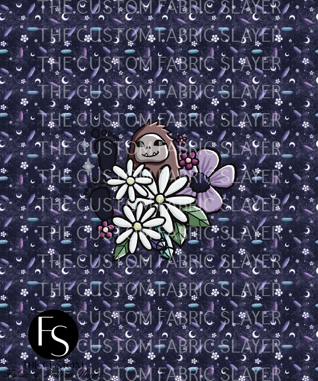 Floral Bigfoot A  - PERIWINKLE&ONYX Panel