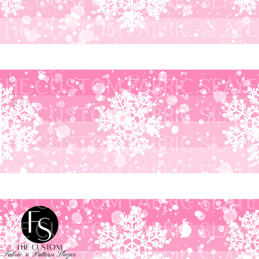 Pink Big Snowflakes Stripes - GREYSKIES
