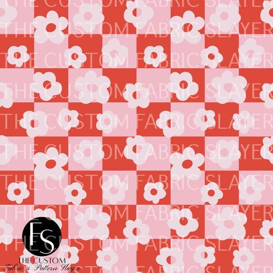 Pink Checkered Flowers - SKYYDESIGNCO