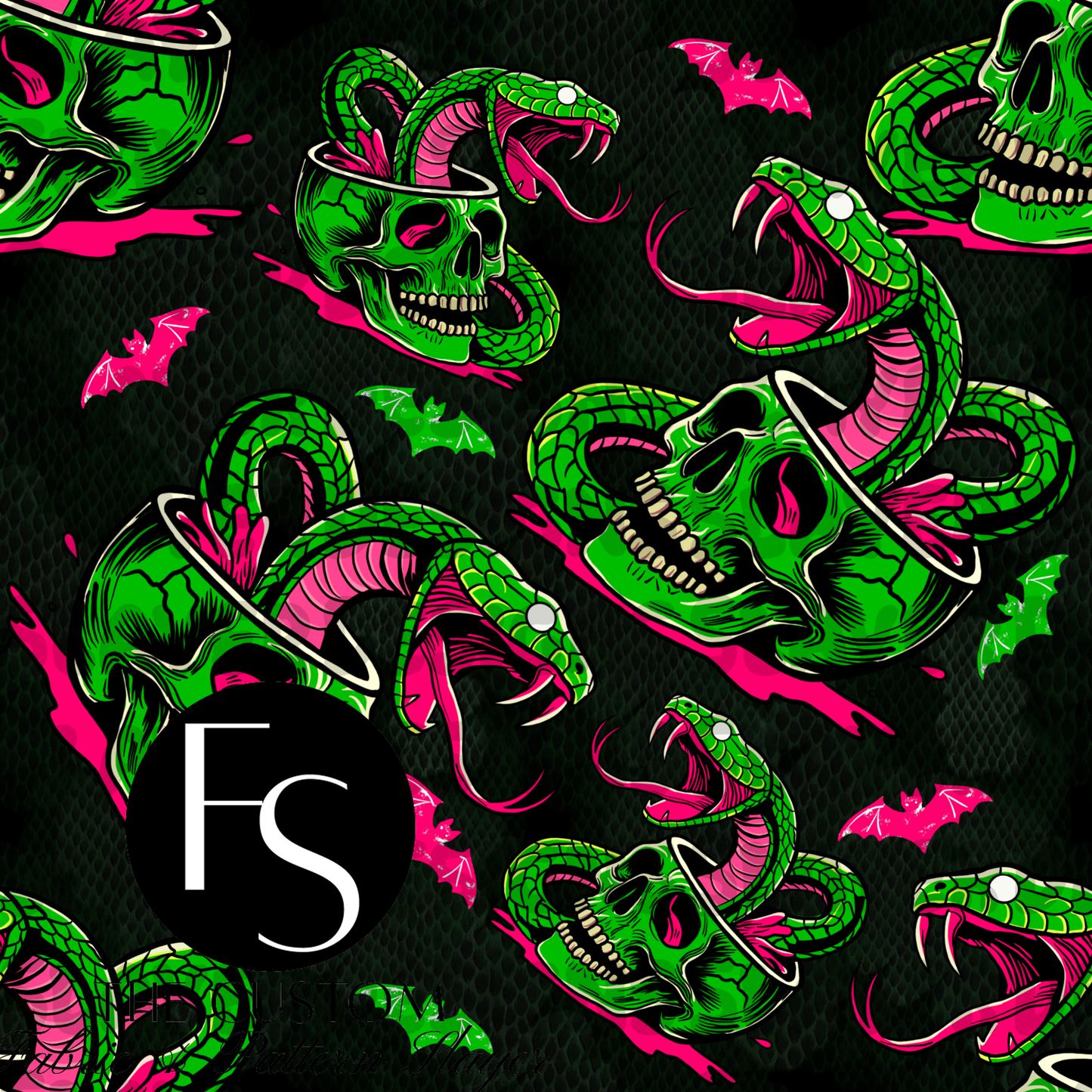 Watermelon Snake Skulls - FABRICSLAYER