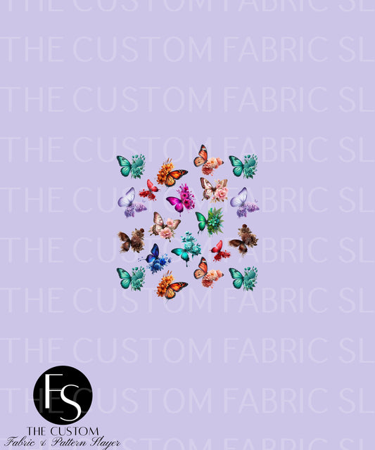 Purple Floral Butterflies - FABRICSLAYER Panel